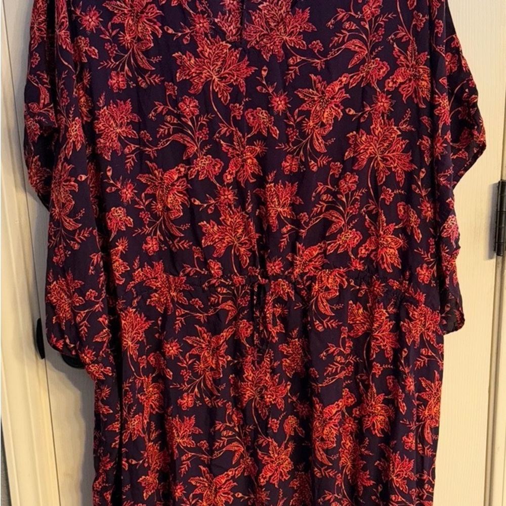 Lands End xl-xxl Floral Red and Blue Dress swimsuit cover-up